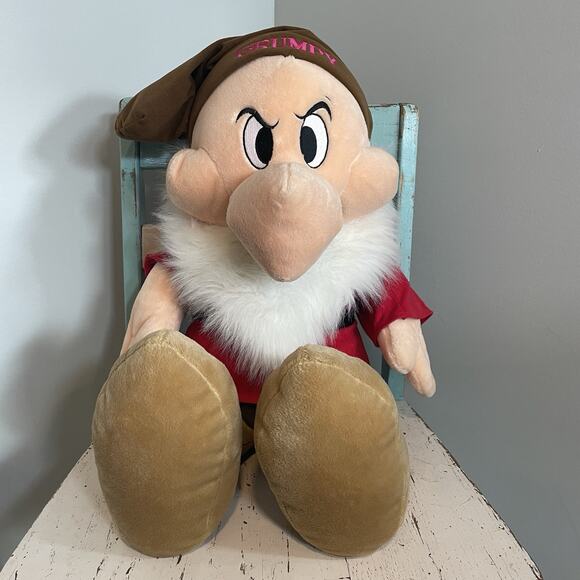 Disney Store Huge 28" GRUMPY Snow White & the 7 Dwarfs Plush Jumbo Large Doll - Picture 1 of 7